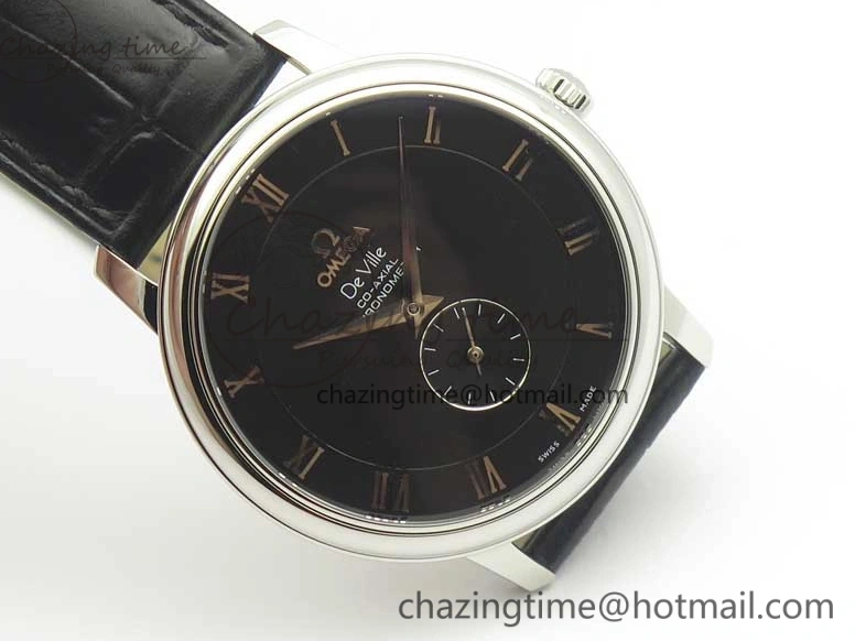 0413 De Ville Prestige Small Second TWF 1:1 Best Edition Black Dial on Black Leather Strap MIYOTA Resilient 8037